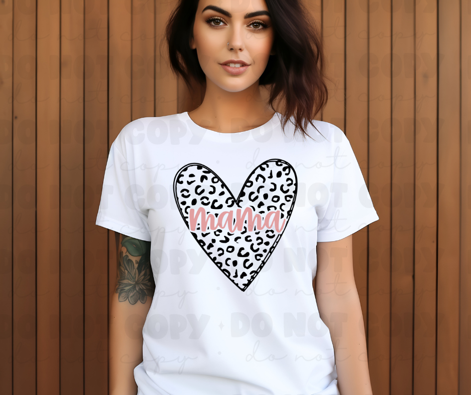 3801 Mama leopard print heart DREAM TRANSFER* DTF