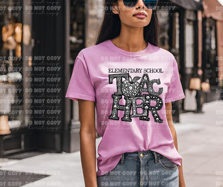 4283 Elementary school teacher faux rhinestone *DREAM TRANSFER* DTF