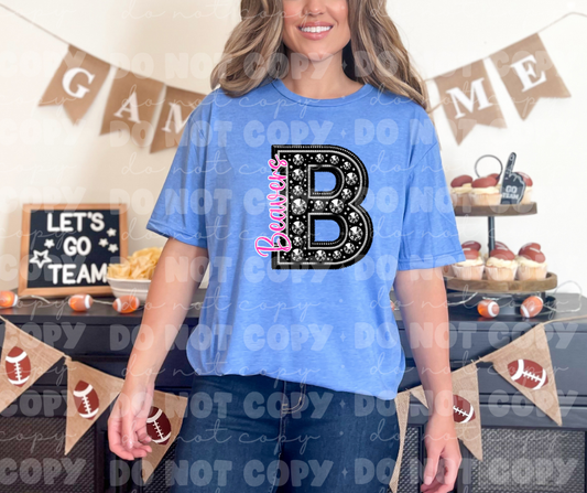 4489 Black Rhinestone pink Beavers*DREAM TRANSFER*