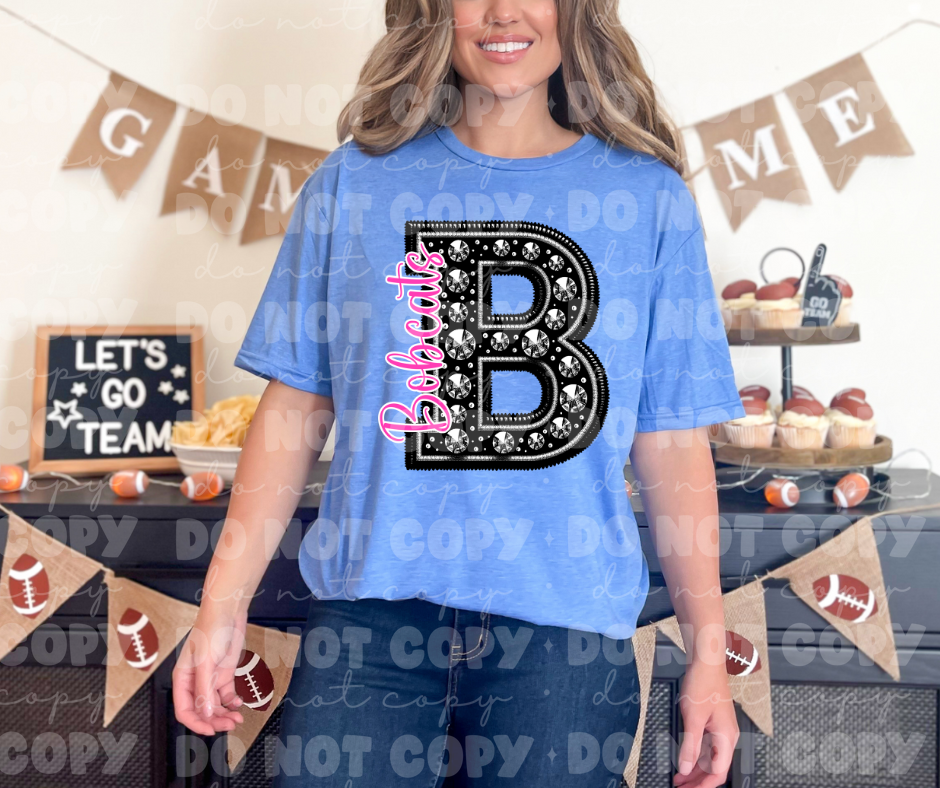4491 Black Rhinestone pink Bobcats *DREAM TRANSFER*