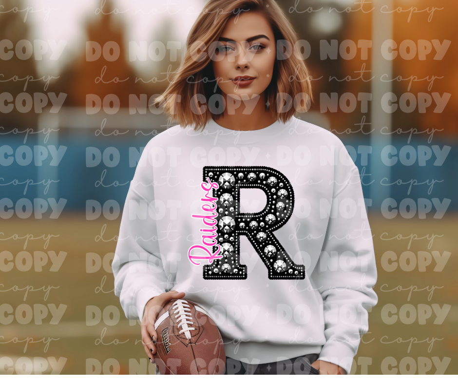 4514 Black Rhinestone pink Raiders *DREAM TRANSFER*