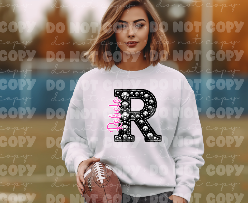 4516 Black Rhinestone pink Rebels *DREAM TRANSFER*