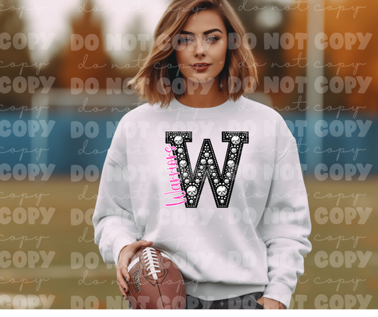 4525 Black Rhinestone pink Warriors *DREAM TRANSFER*