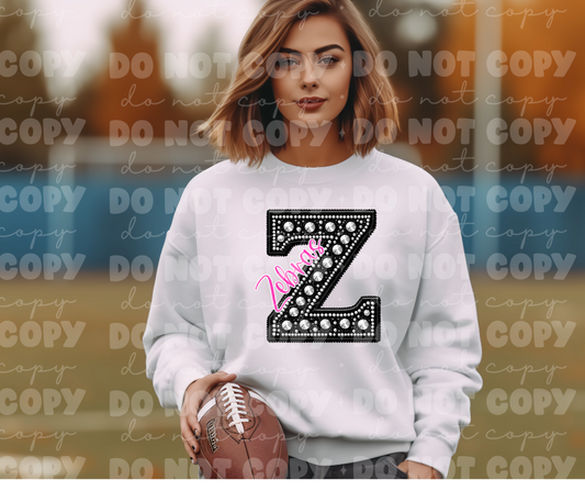 4527 Black Rhinestone pink Zebras *DREAM TRANSFER*