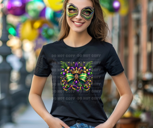 5029 - Mardi Gras Coquette bow with beads *DTF