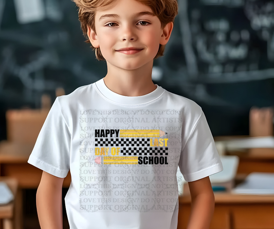 5671 - Happy Last day of school checkered with pencil *DTF