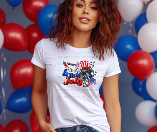 5965 - Happy 4th of July highland cow *DTF Transfer