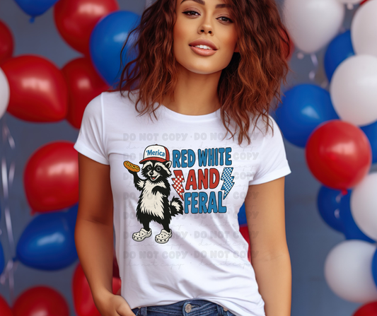 5968 - Red white and feral *DTF Transfer