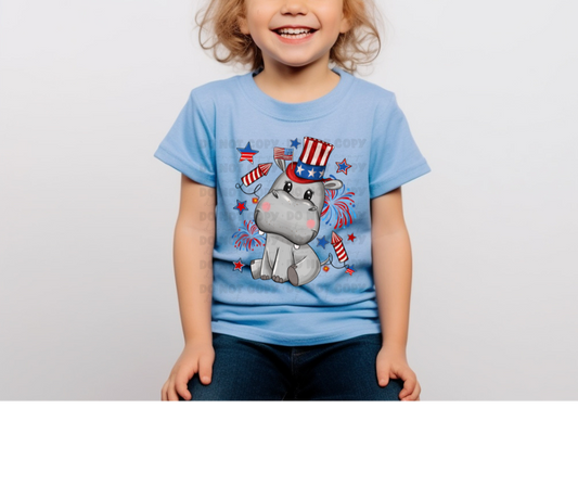 5981 - Hippo 4th of July *DTF Transfer