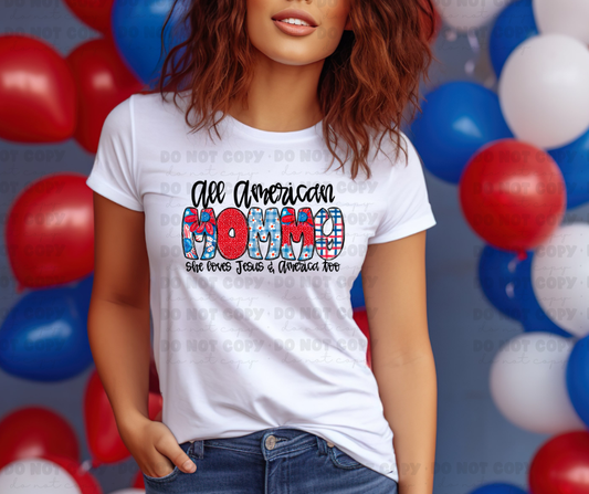 6021 - All American Mommy she loves Jesus and America too *DTF Transfer