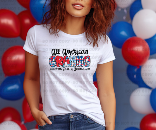6030 - All American Grammy she loves Jesus and America too *DTF Transfer