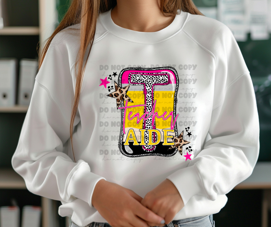 6104 - Teacher aide leopard star polka dot * DTF Transfer