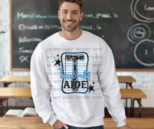 6110 - Teacher aide blue notebook paper * DTF Transfer