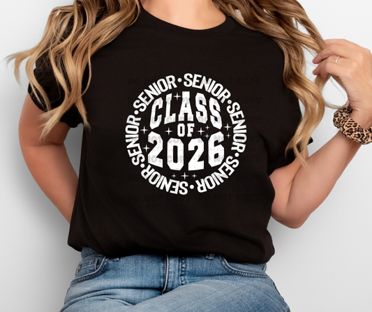 6134 - Senior class of 2026 white circle * DTF Transfer