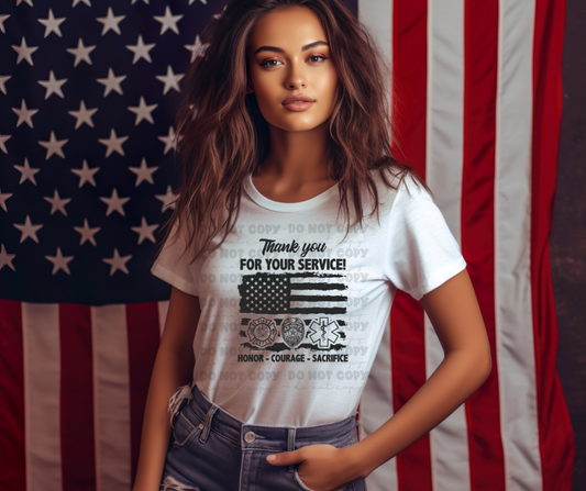 6313 - Thank you for your service honor courage sacrifice * DTF Transfer