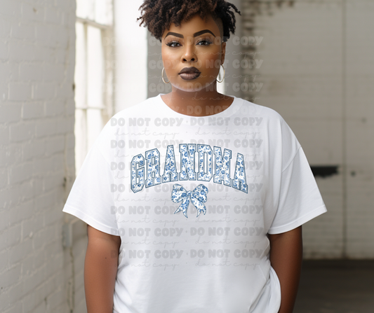 6403 - Grandma blue floral * DTF Transfer