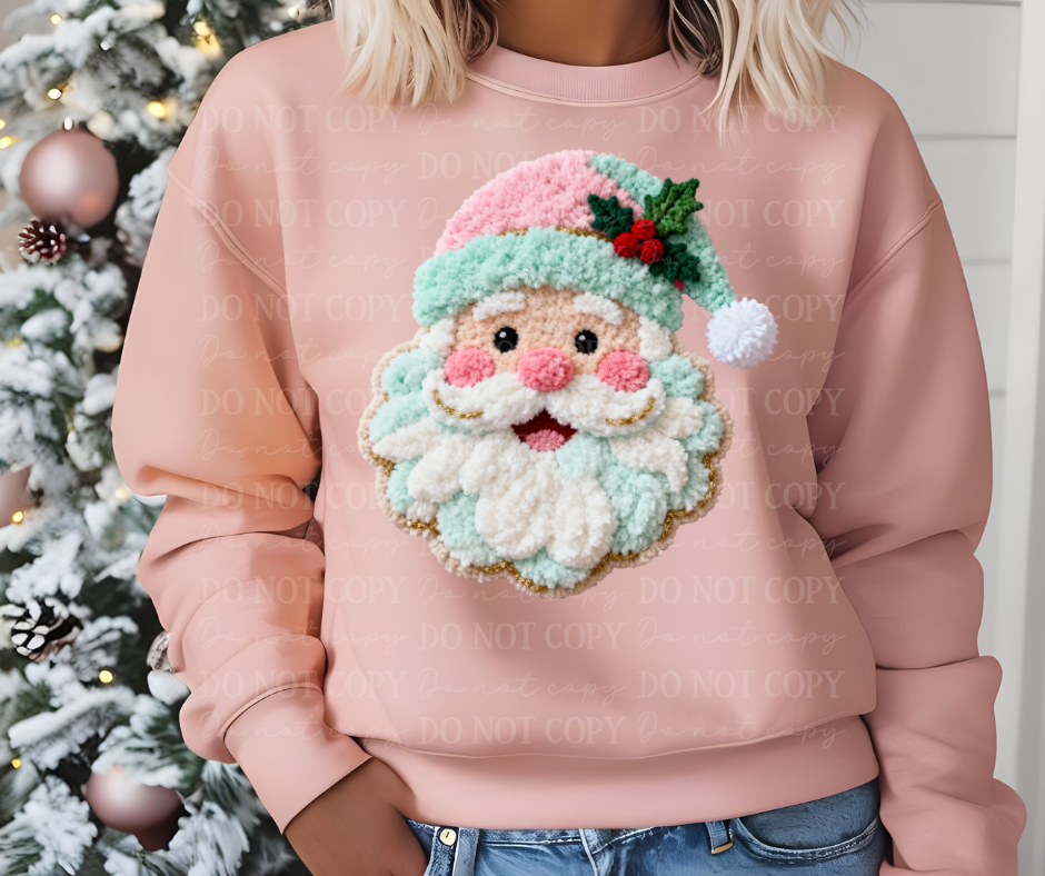 6588 - Pink Santa faux yarn *DTF Transfer