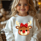 6585 - Girl reindeer with bow faux yarn *DTF Transfer