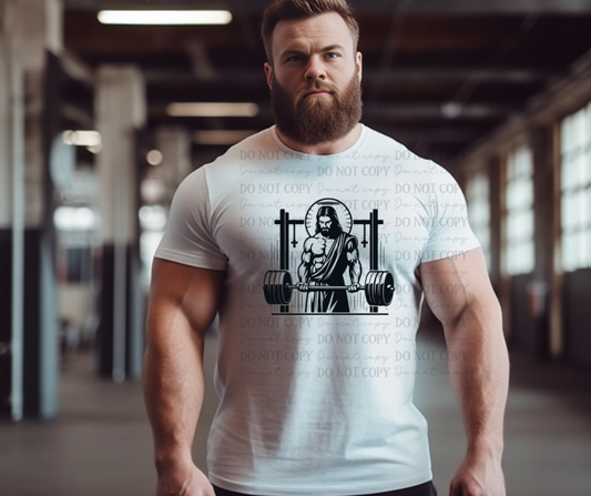 6625 - Jesus lifting weights *DTF Transfer