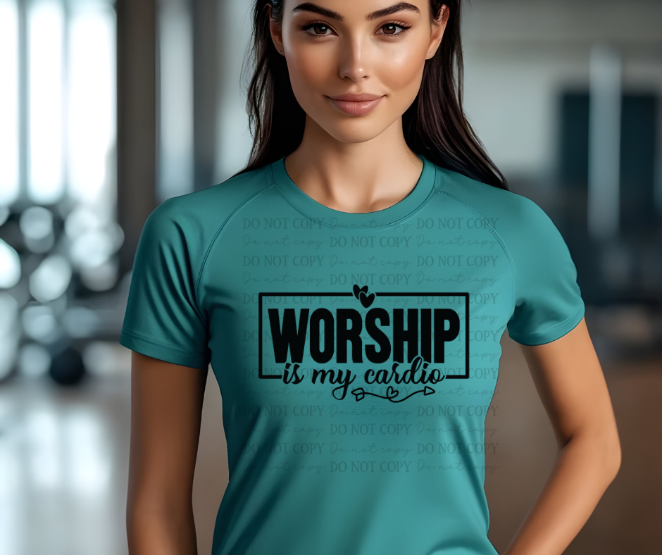 6628 - Worship is my cardio with box and heart *DTF Transfer