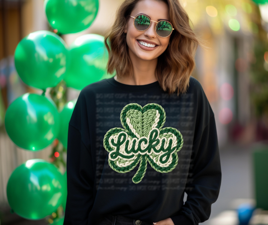 6680 - St. Patrick lucky shamrock faux yarn *DTF Transfer