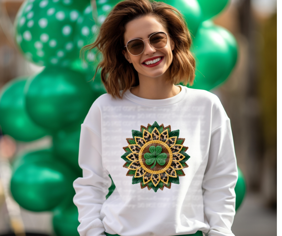6694 - Faux yarn shamrock sunflower *DTF Transfer