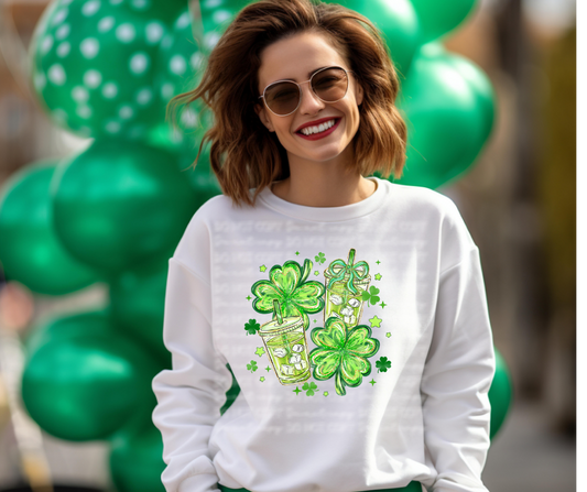 6696 - Shamrock with iced coffee *DTF Transfer