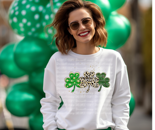 6702 - Faux glitter shamrock clovers *DTF Transfer