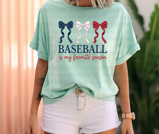 6730 - Baseball is my favorite season with long coquette bows *DTF Transfer