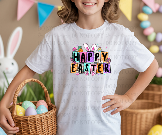 6747 - Happy Easter with bunny ear *DTF Transfer
