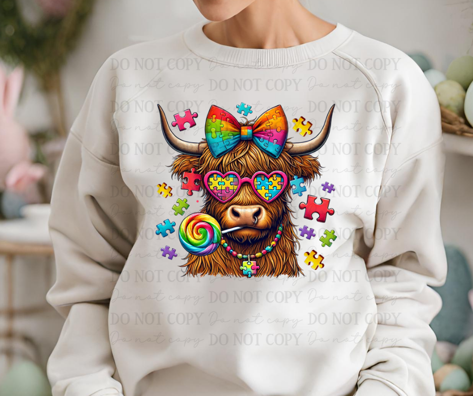 6772 - Autism highland cow *DTF Transfer