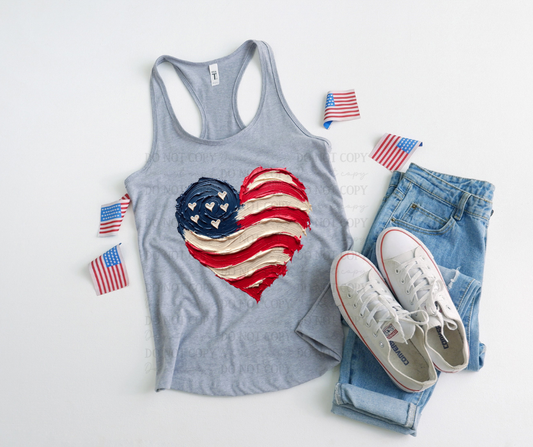 6818- Faux painted heart American Flag *DTF Transfer