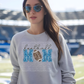 5235 - Football Mom faux glitter blue with dark football *DTF