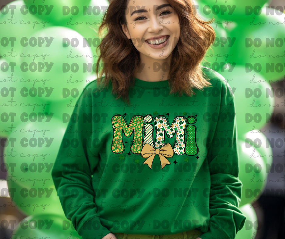 5094 - Mimi with bow shamrock clover *DTF