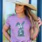 5280 - Blue faux sequin glitter spring Easter bunny design *DTF