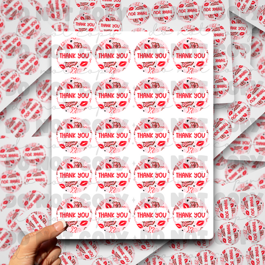Thank you xoxo kisses Valentine's Day packaging sticker sheet