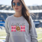 5234 - Football Mom faux glitter pink with light football *DTF