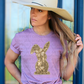 5281 - Goldish faux sequin glitter spring Easter bunny design *DTF