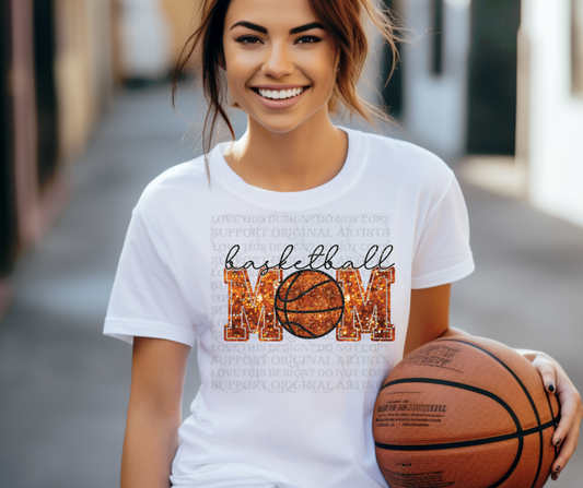 5192 - Faux glitter Basketball mom orange lettering *DTF