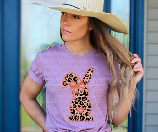 5283 - Peachish orange leopard spring Easter bunny design *DTF