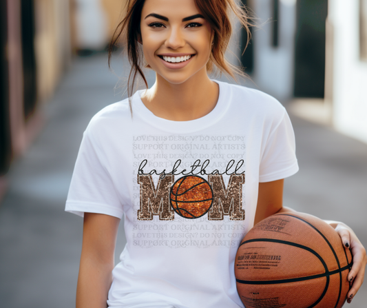 5194 - Faux glitter Basketball mom brown lettering *DTF