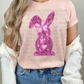 5279 - Pink faux sequin glitter spring Easter bunny design *DTF
