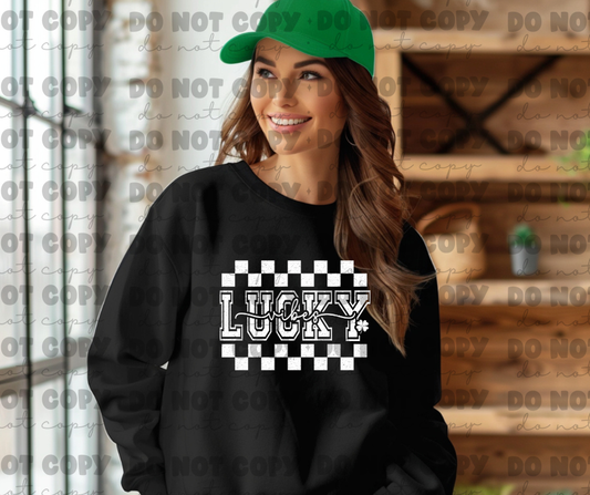 5087 - White lucky vibes checkered *DTF