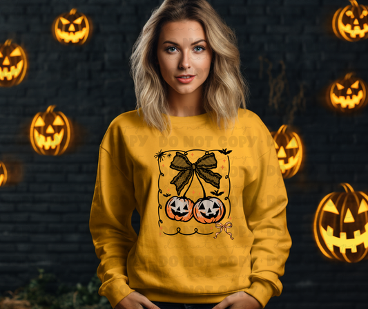 6531 - Pumpkin cherries with lace bow *DTF Transfer