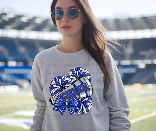 6446 - Blue Cheer pom poms faux glitter * DTF Transfer