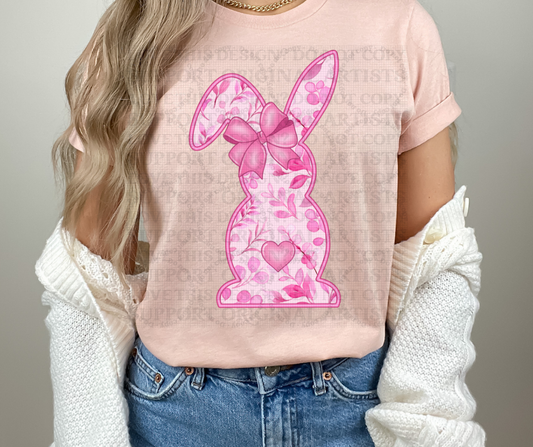 5277 - pink floral spring Easter bunny design *DTF
