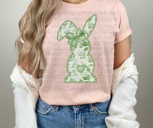 5278 - Green floral spring Easter bunny design *DTF