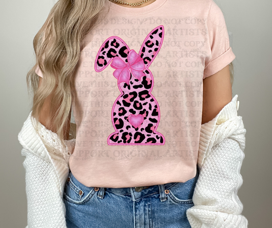 5285 - Pink leopard spring Easter bunny design *DTF