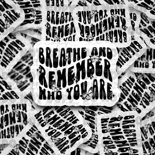 dc470 Breathe and remember who you are Die cut sticker 3-5 Business Day TAT