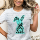 5287 - Light blue turquoise leopard spring Easter bunny design *DTF
